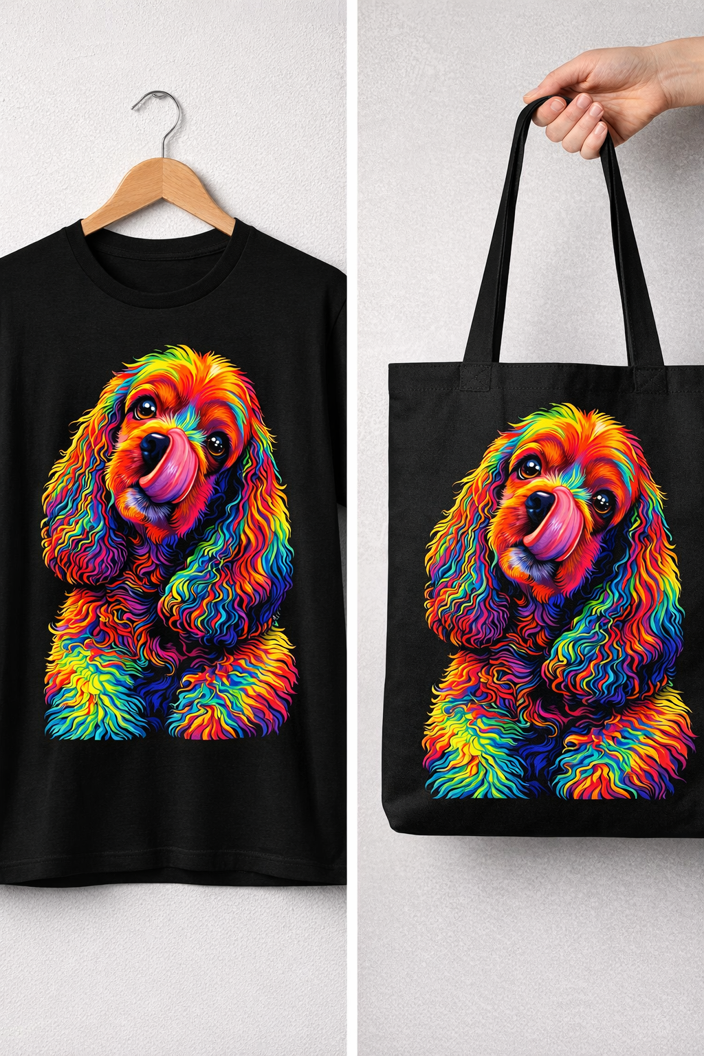 Rainbow Cocker Spaniel Doggo Custom Tee or Tote | Made to Order