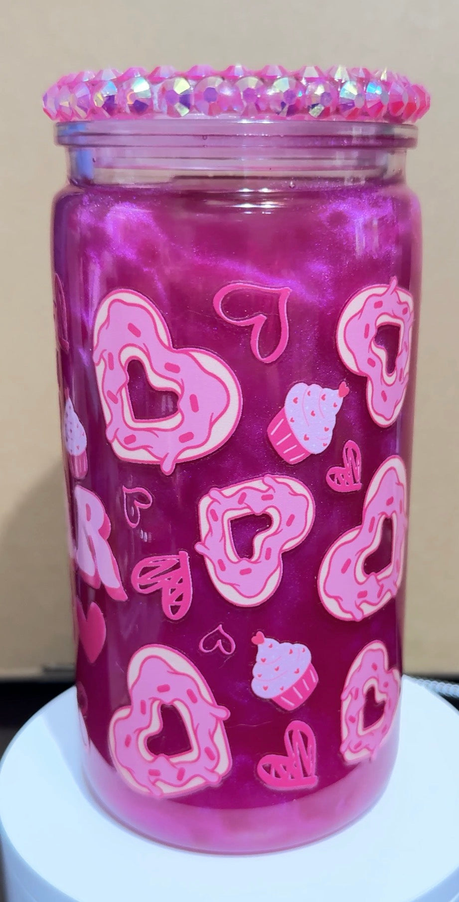 Hey Sugar Pie Cat Eye Glitter Snow Globe Tumbler 💕🍩