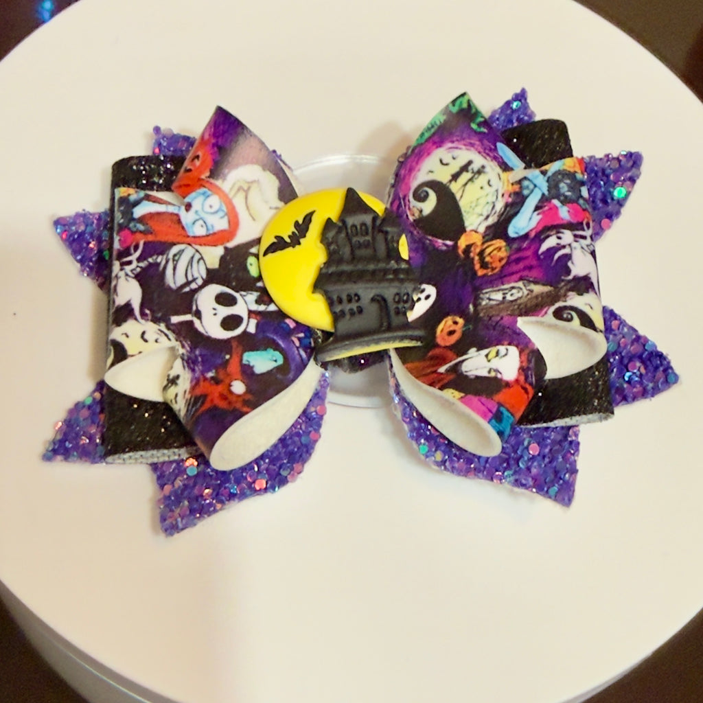 Spooky Nightmare Glitter Bow 🖤🎃