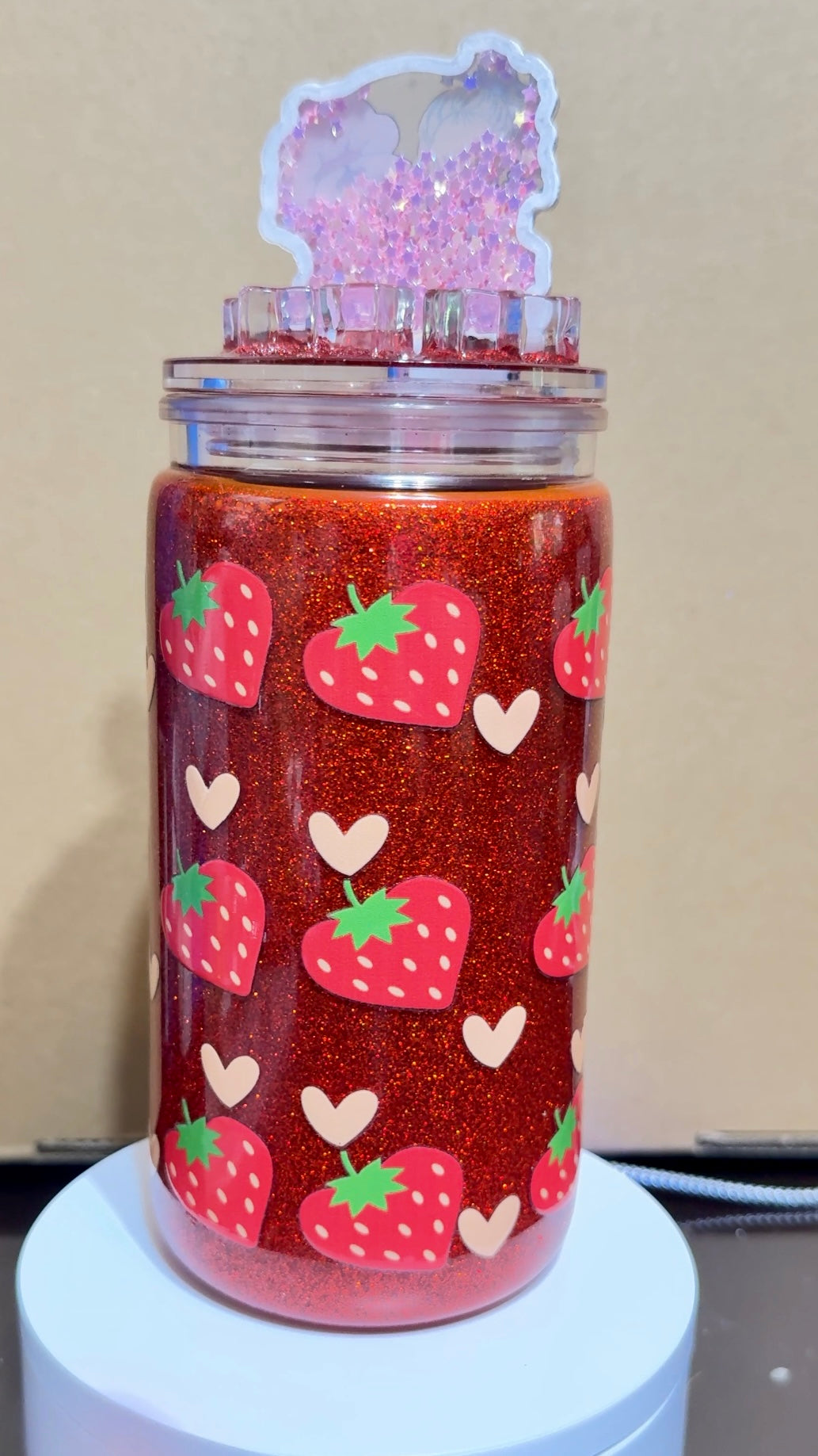 Best Friends Forever Glitter Snow Globe Tumbler 🍓💖