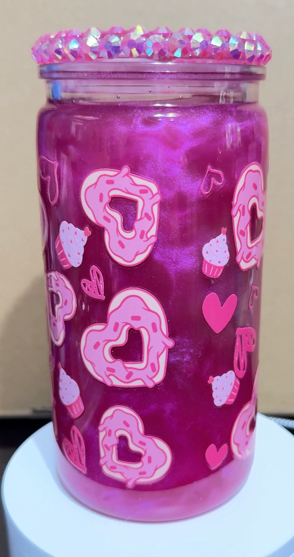 Hey Sugar Pie Cat Eye Glitter Snow Globe Tumbler 💕🍩