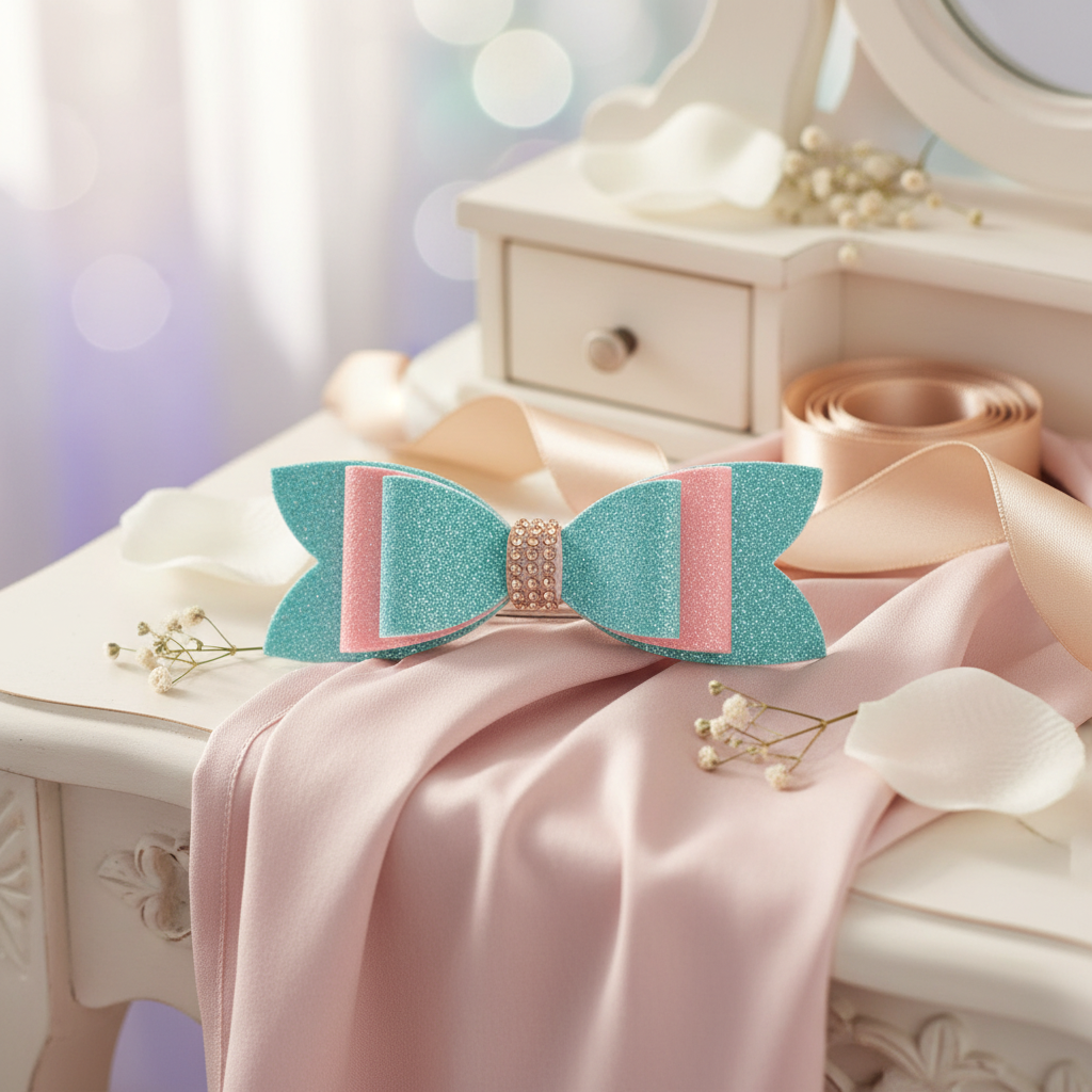 Custom Hair Bow with Glitter and Rhinestones