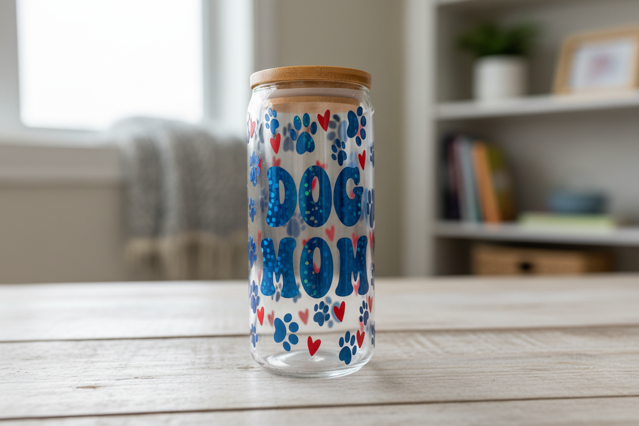 Dog Mom Glass Cup